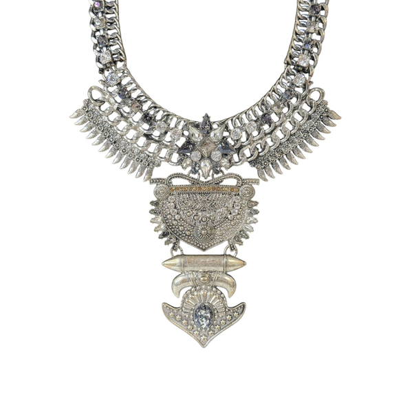 Women's Baublebar One Size Silver Clear Rhinestone Statement Necklace - Picture 2 of 4